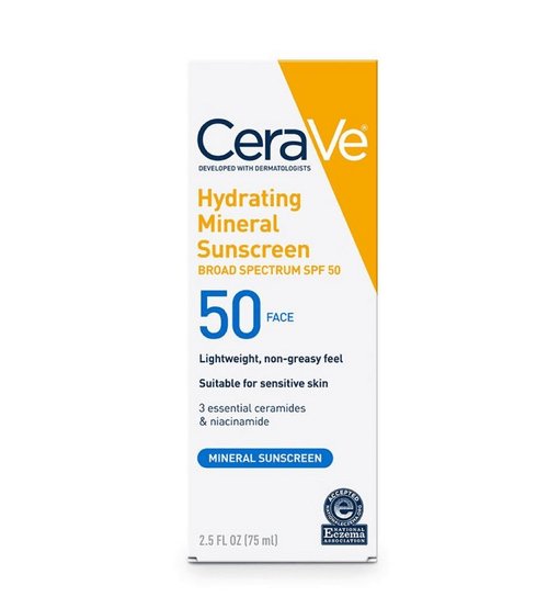 Cerave Hydrating Mineral Sunscreen Broad Spectrum SPF 50